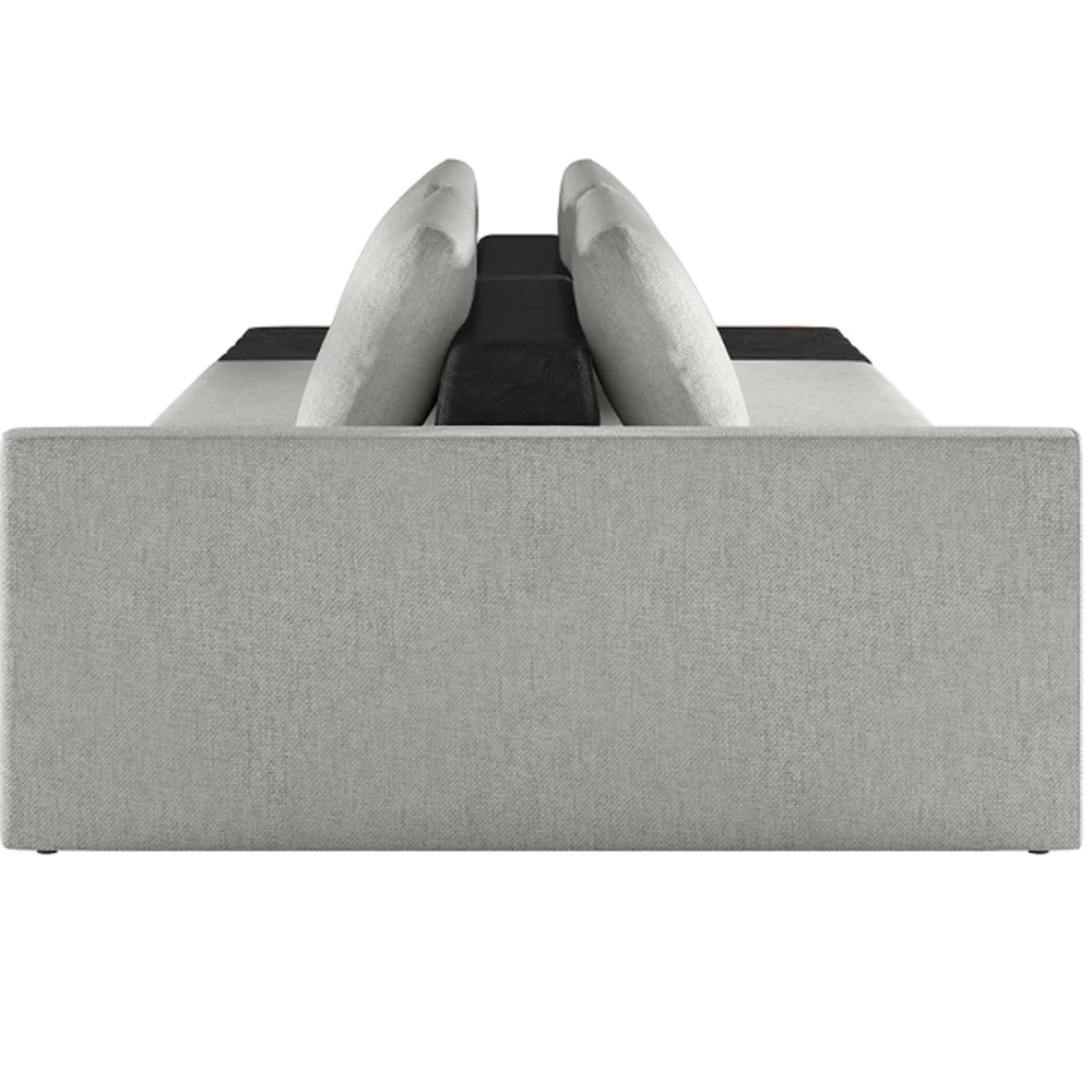 Sofá Ilha Modular Living com Puff 232cm Georgia Z08 Linho Cinza/Preto - Mpozenato