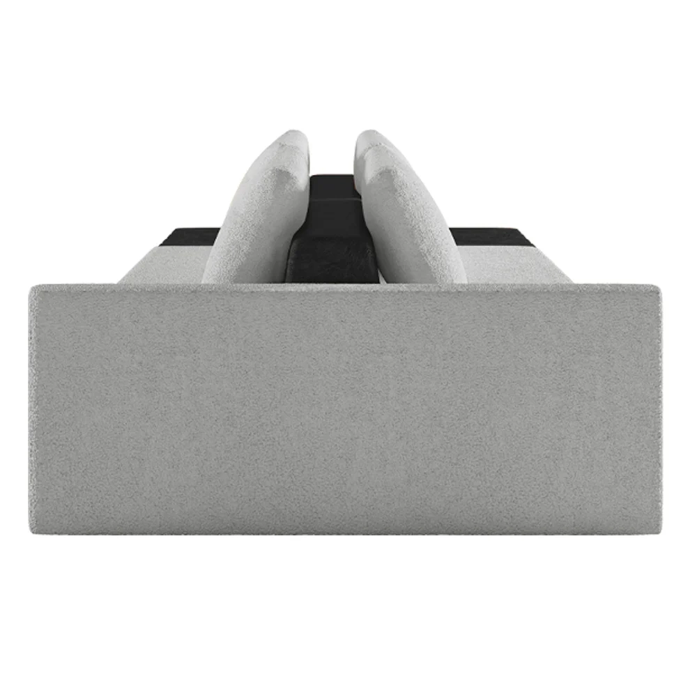 Sofá Ilha Modular Living com Puff 252cm Georgia Z08 Boucle Cinza/Preto - Mpozenato