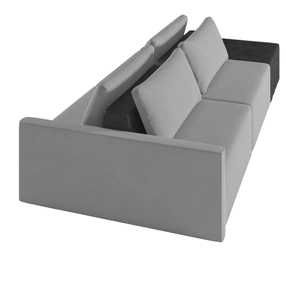 Sofá Ilha Modular Living com Puff 252cm Georgia Z08 Veludo Cinza/Preto - Mpozenato