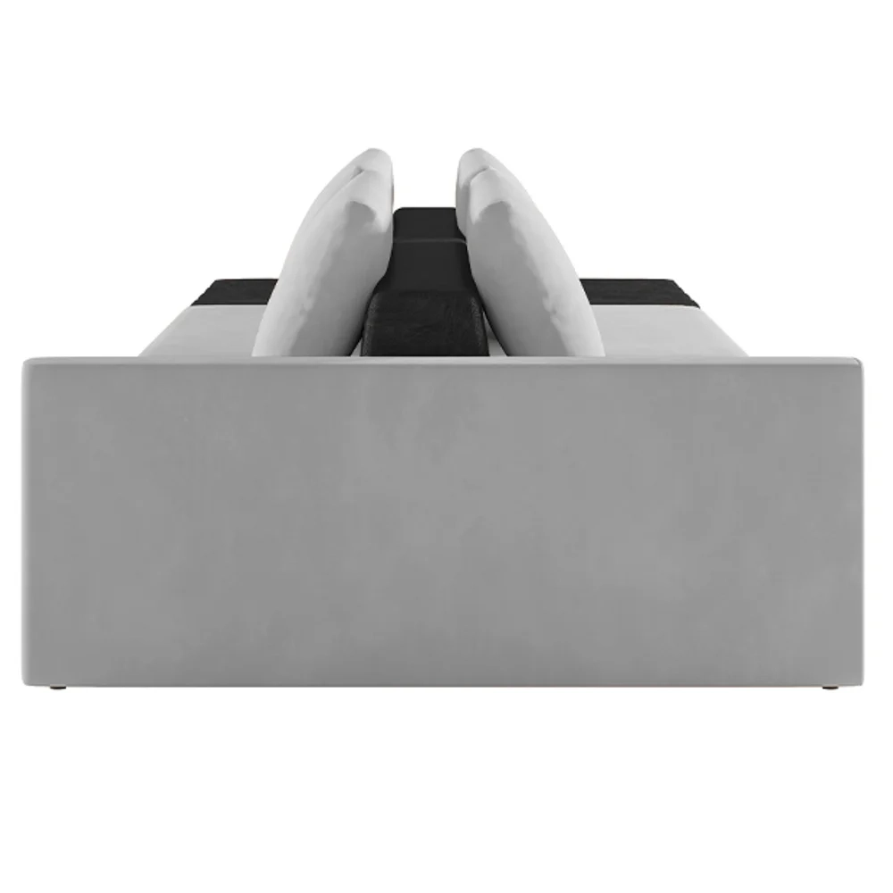 Sofá Ilha Modular Living com Puff 252cm Georgia Z08 Veludo Cinza/Preto - Mpozenato