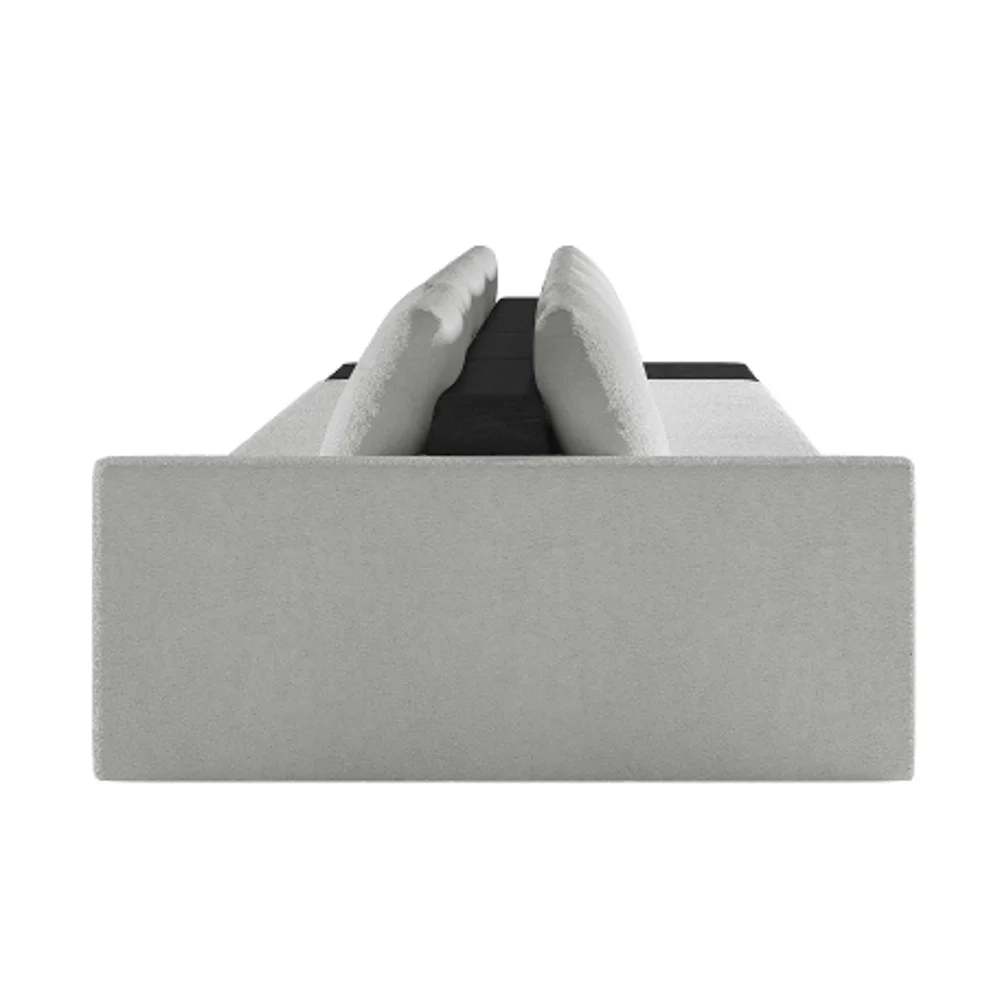 Sofá Ilha Modular Living com Puff 312cm Georgia Z08 Boucle Cinza/Preto - Mpozenato