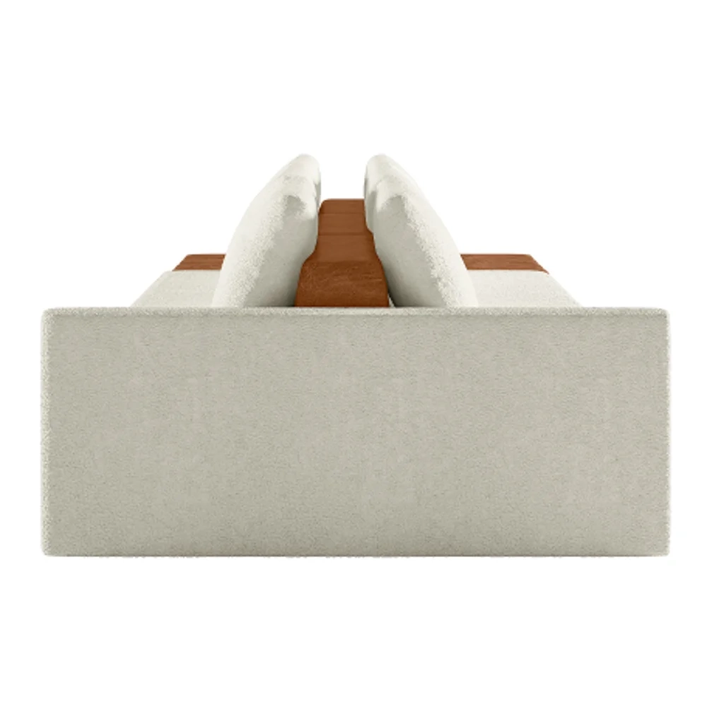 Sofá Ilha Modular Living com Puff 312cm Georgia Z08 Boucle Bege/Caramelo - Mpozenato