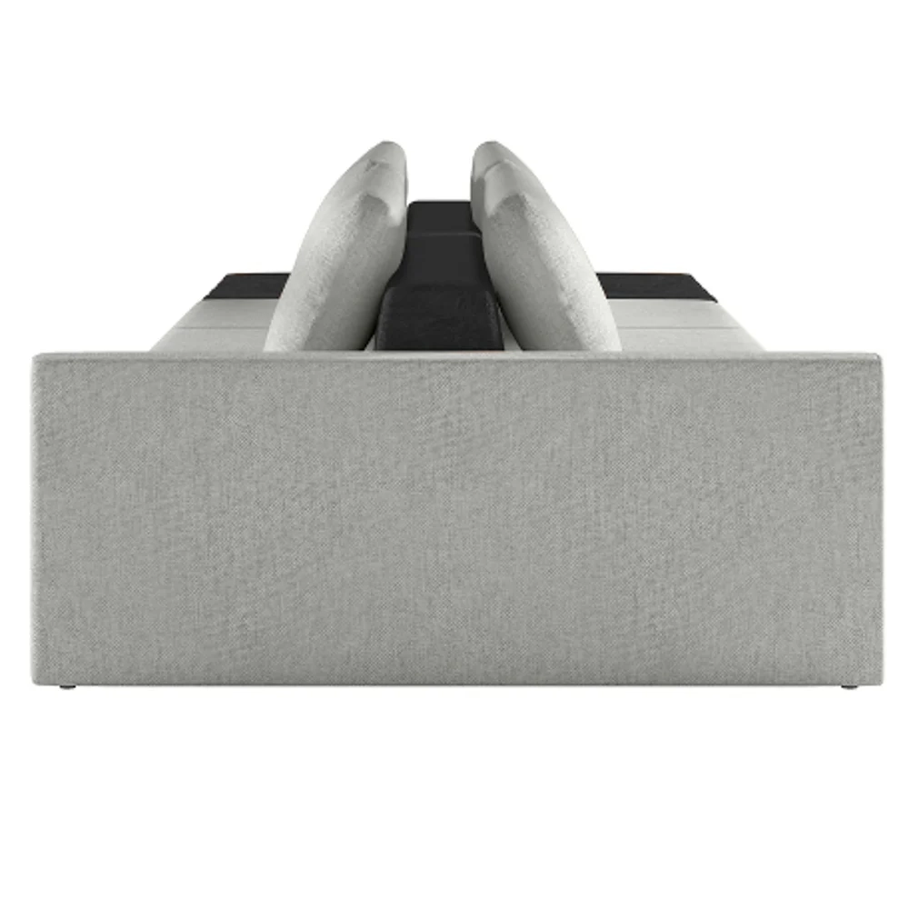 Sofá Ilha Modular Living com Puff 312cm Georgia Z08 Linho Cinza/Preto - Mpozenato