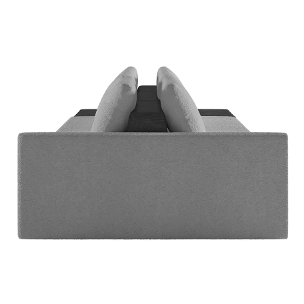 Sofá Ilha Modular Living com Puff 312cm Georgia Z08 Boucle Grafite/Preto - Mpozenato