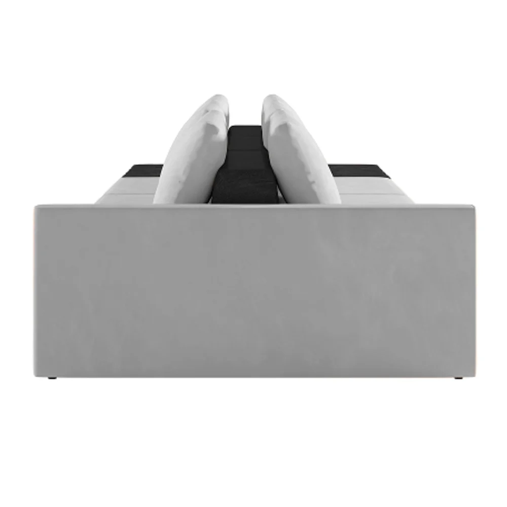 Sofá Ilha Modular Living com Puff 312cm Georgia Z08 Veludo Cinza/Preto - Mpozenato