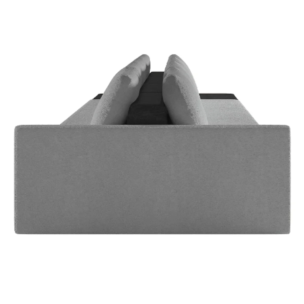 Sofá Ilha Modular Living com Puff 392cm Georgia Z08 Boucle Grafite/Preto - Mpozenato