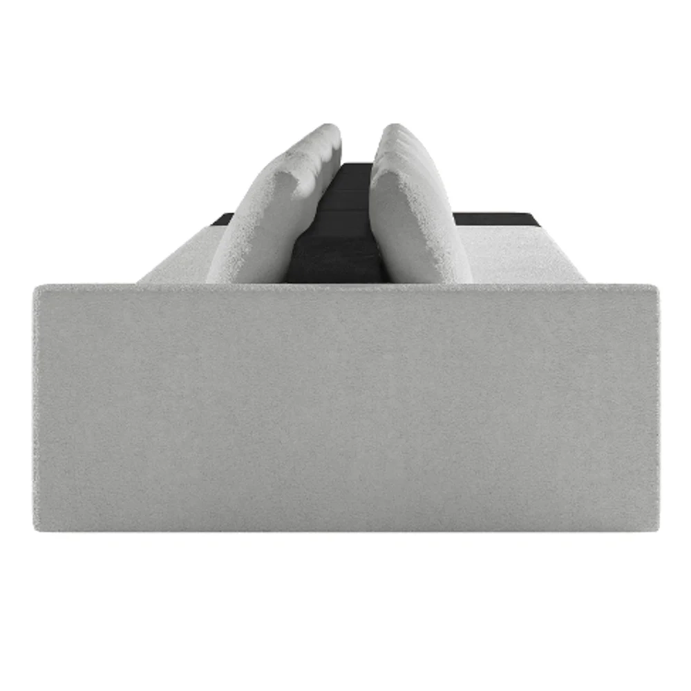 Sofá Ilha Modular Living com Puff 392cm Georgia Z08 Boucle Cinza/Preto - Mpozenato