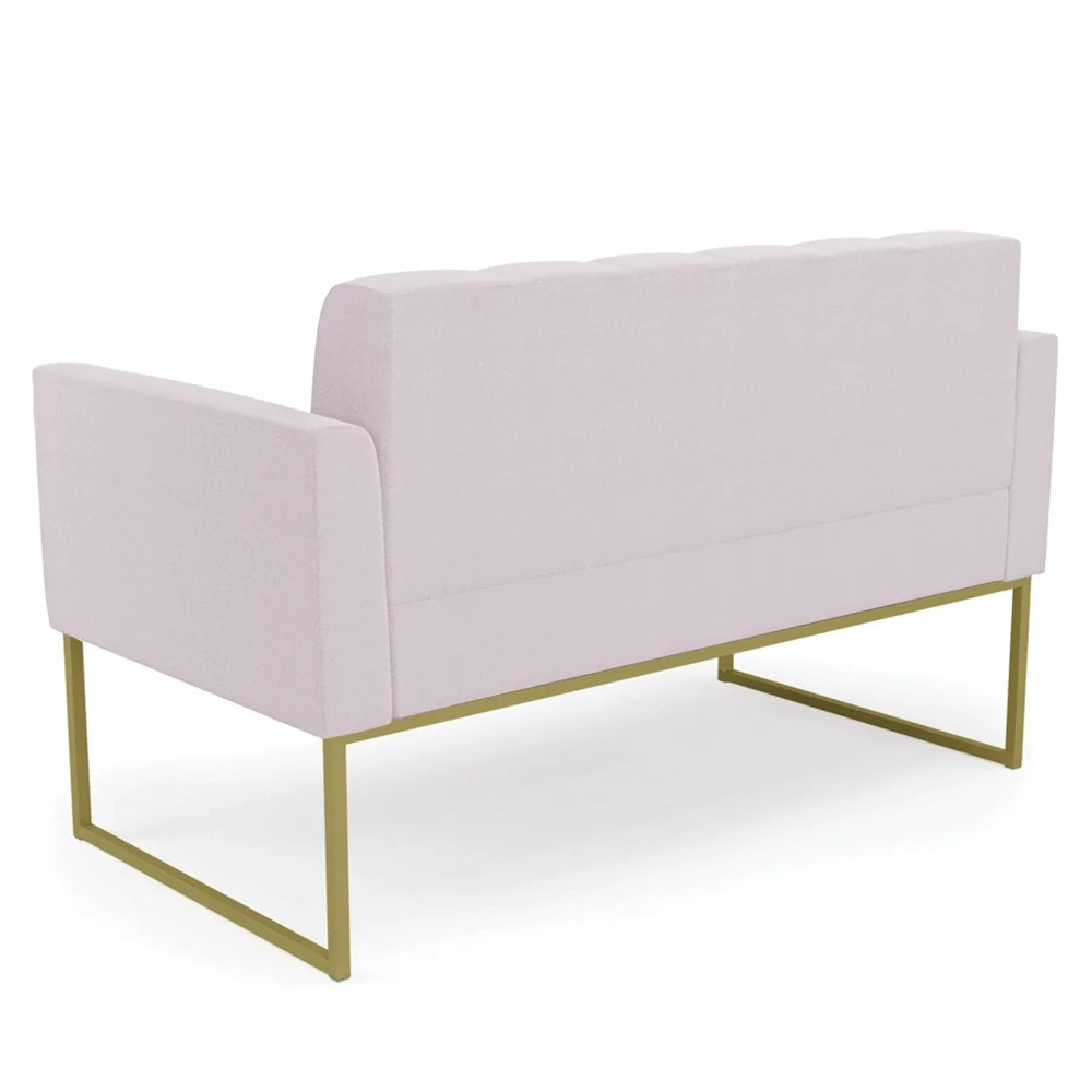 Sofá Namoradeira Base Industrial Dourado Ana Boucle Rosê - Ibiza