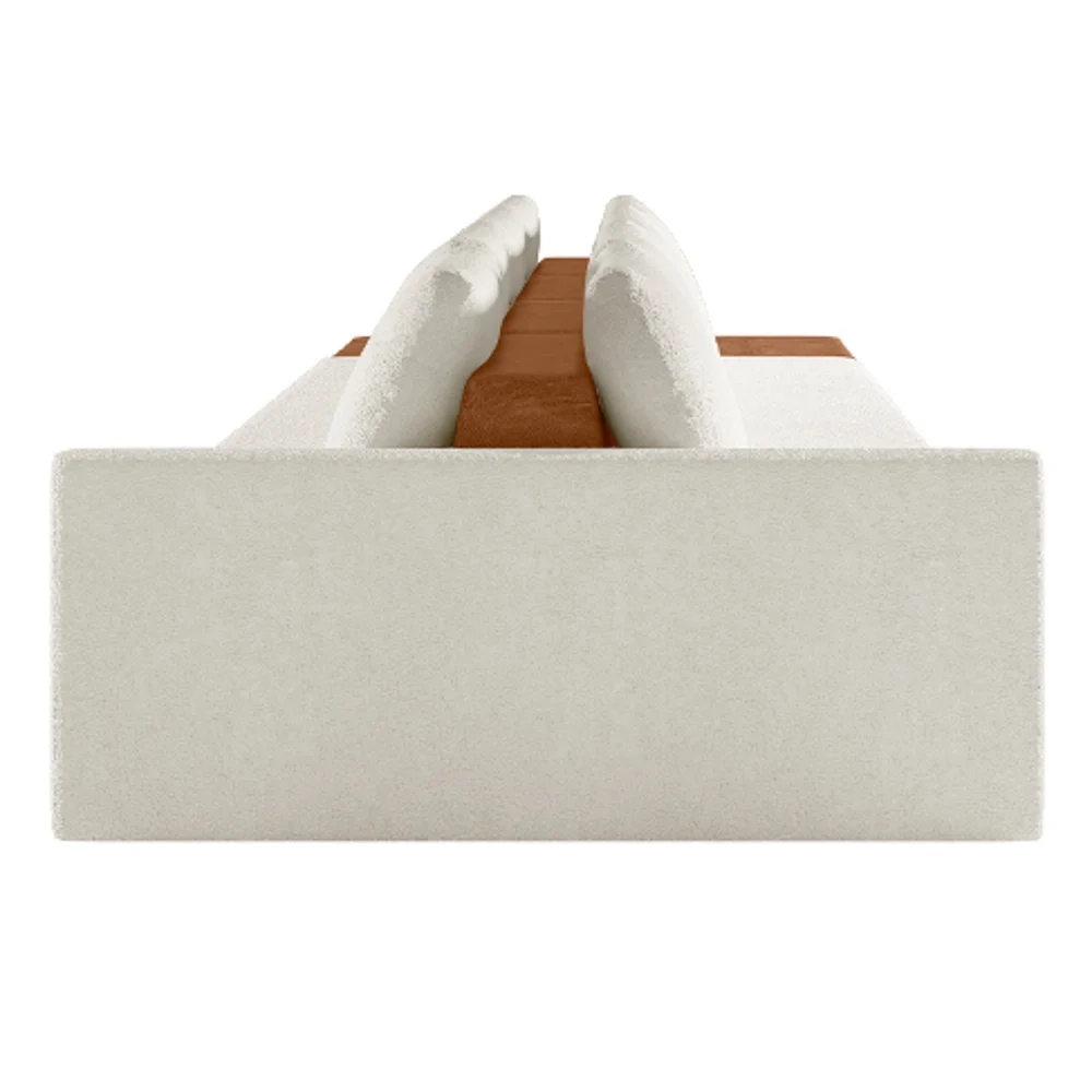 Sofá Ilha Modular Living com Puff 432cm Georgia Z08 Boucle Bege/Caramelo - Mpozenato