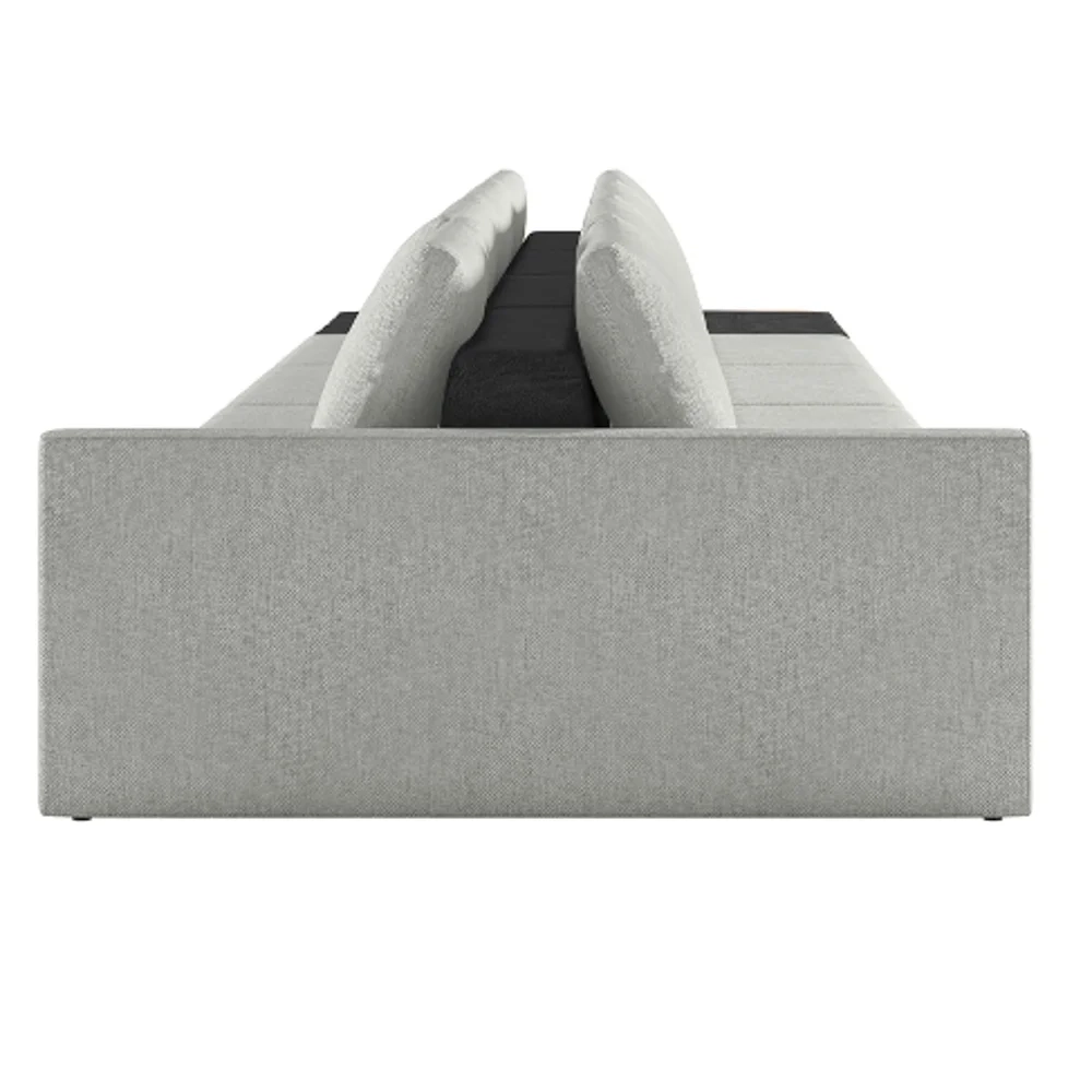 Sofá Ilha Modular Living com Puff 432cm Georgia Z08 Linho Cinza/Preto - Mpozenato