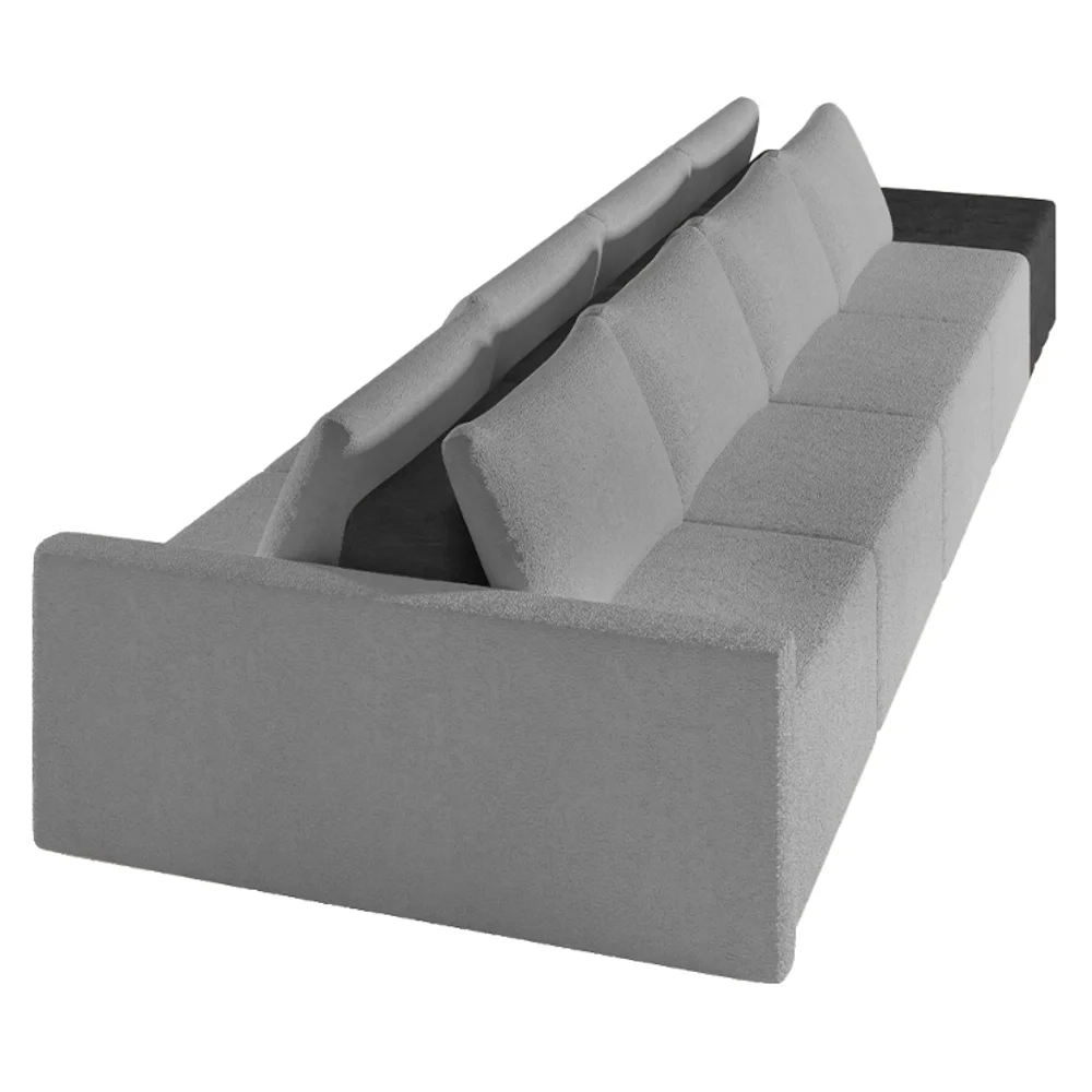 Sofá Ilha Modular Living com Puff 432cm Georgia Z08 Boucle Grafite/Preto - Mpozenato