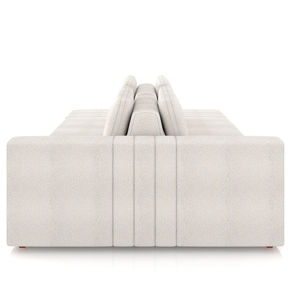 Sofá Ilha e Puff Sala Living 265cm Siesta Z32 Boucle Bege Claro - Mpozenato