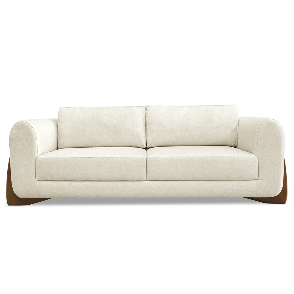 Sofá 2 Lugares Base de Madeira 180cm Izzy S06 Linho Natural - Mpozenato