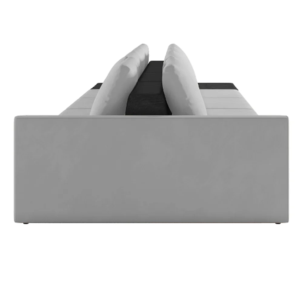 Sofá Ilha Modular Living com Puff 432cm Georgia Z08 Veludo Cinza/Preto - Mpozenato