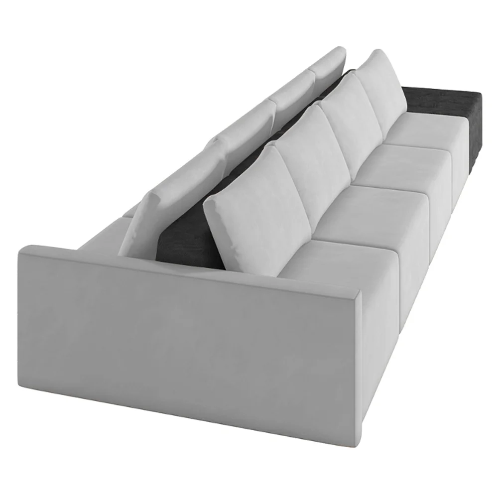 Sofá Ilha Modular Living com Puff 432cm Georgia Z08 Veludo Cinza/Preto - Mpozenato