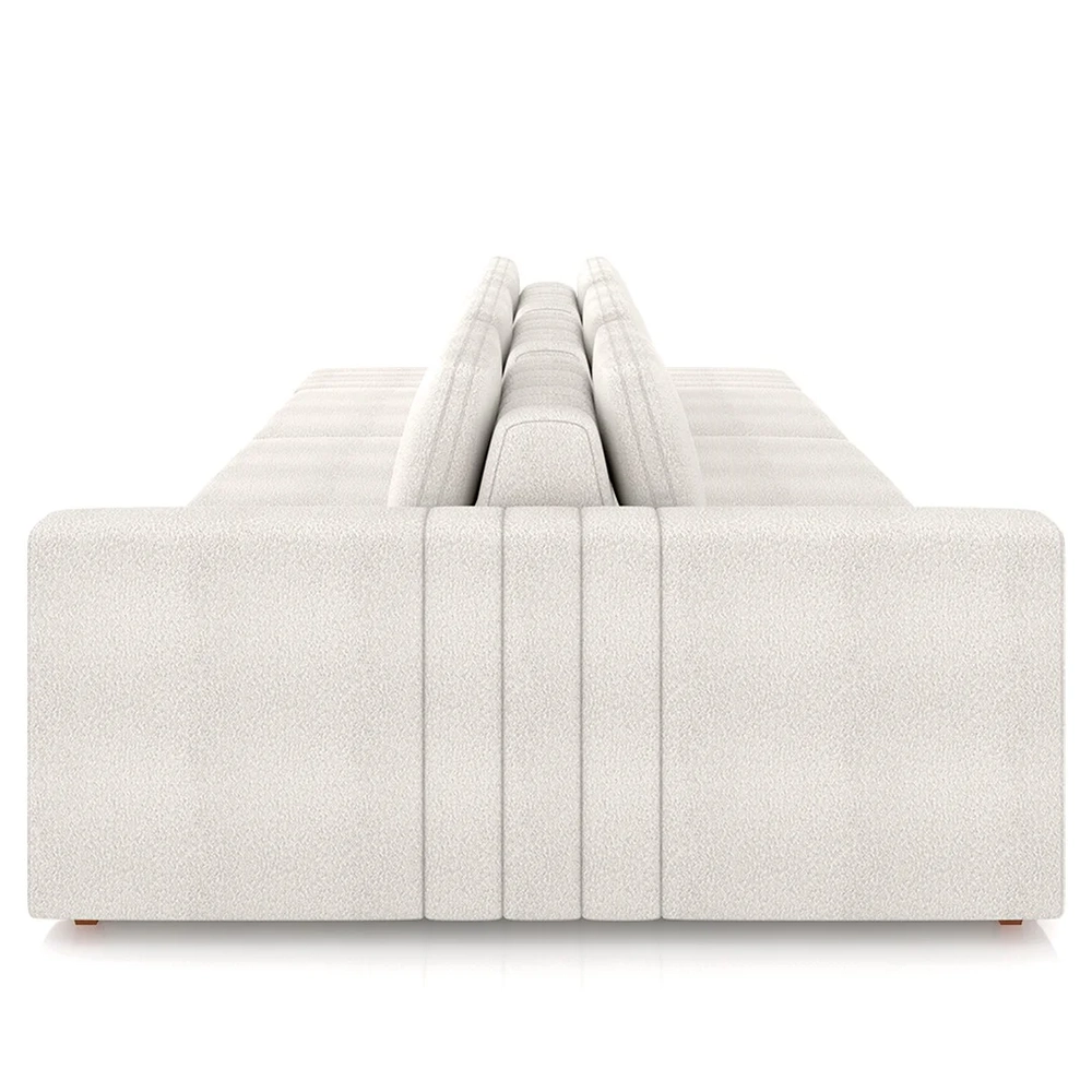 Sofá Ilha e Puff Sala Living 395cm Siesta Z32 Boucle Bege Claro - Mpozenato