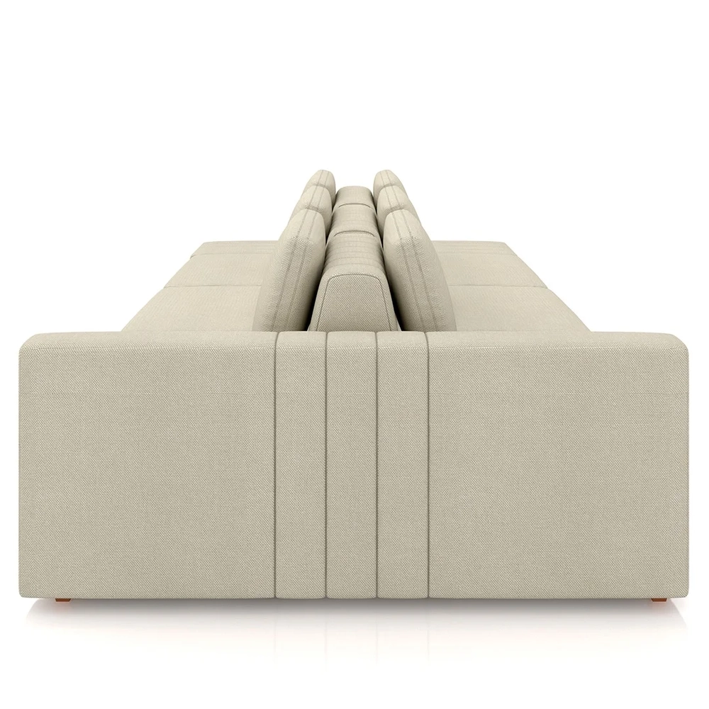 Sofá Ilha e Puff Sala Living 395cm Siesta Z32 Linho Areia    - Mpozenato