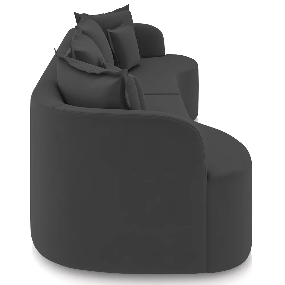 Sofá 3 Lugares 210cm Orgânico Quito Z08 Veludo Cinza Escuro - Mpozenato