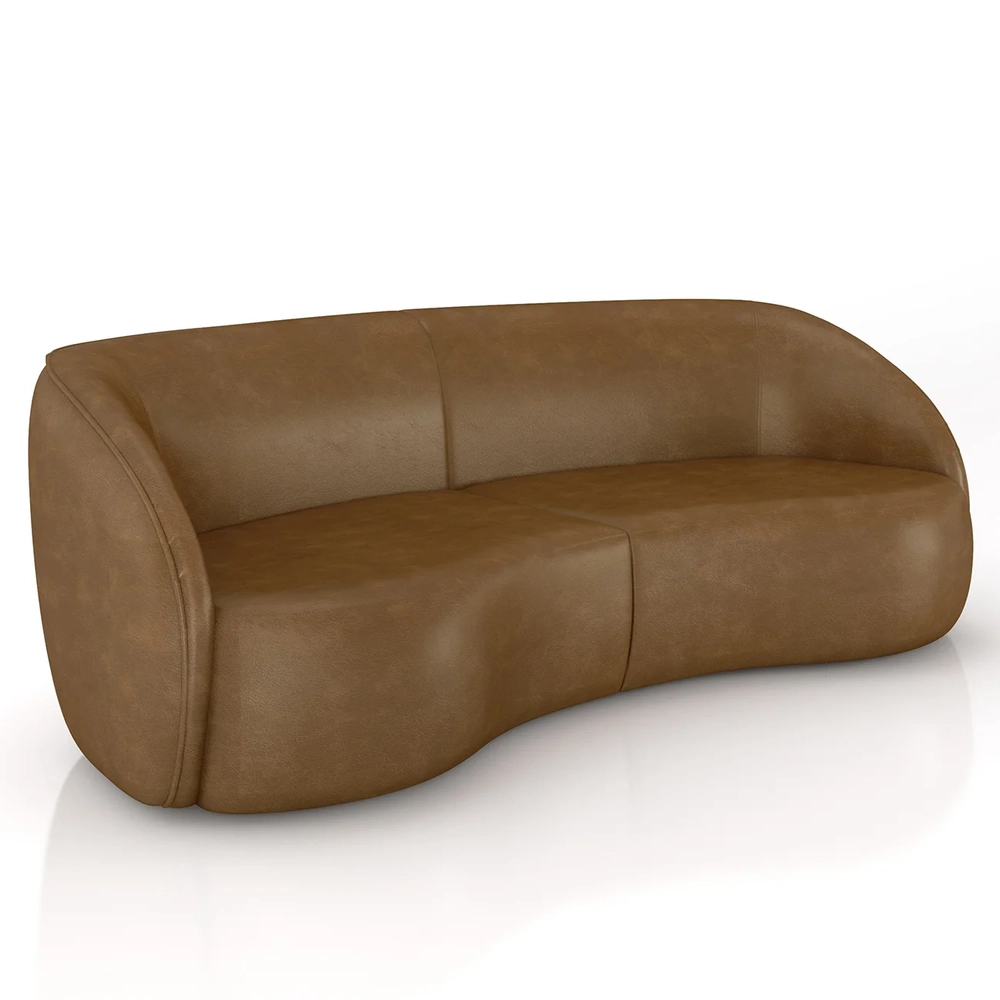 Sofá 3 Lugares Orgânico 240cm e Poltrona Zion Z32 Sintético Caramelo - Mpozenato