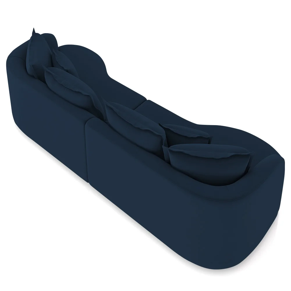 Sofá 3 Lugares 210cm Orgânico Quito Z08 Veludo Azul Marinho - Mpozenato