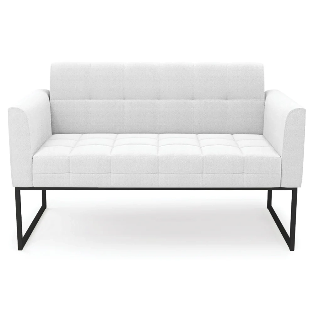 Sofá Namoradeira Base Industrial Preto Ana Boucle Off - Ibiza