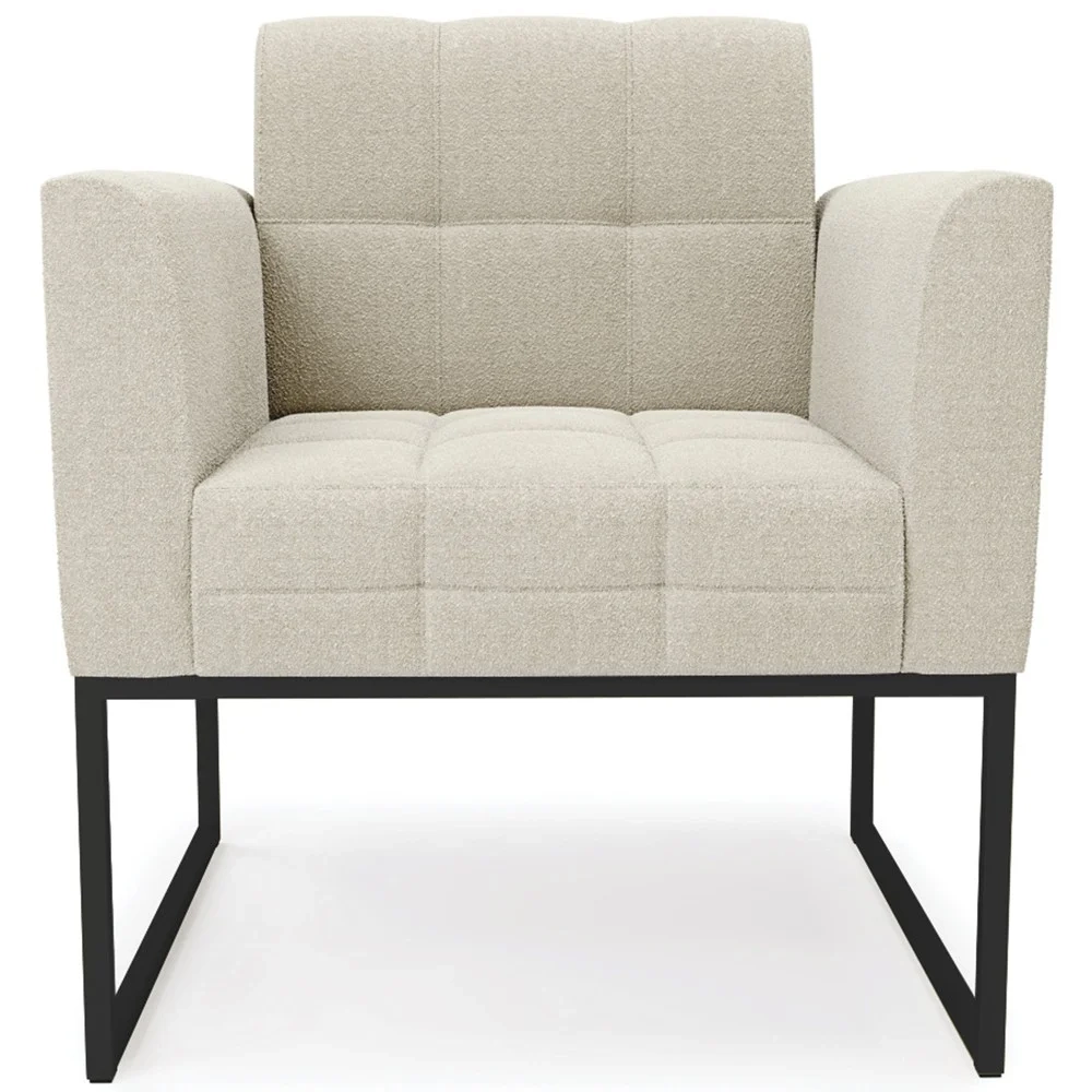 Namoradeira e 2 Poltronas Industrial Preto Ana Boucle Bege - Ibiza