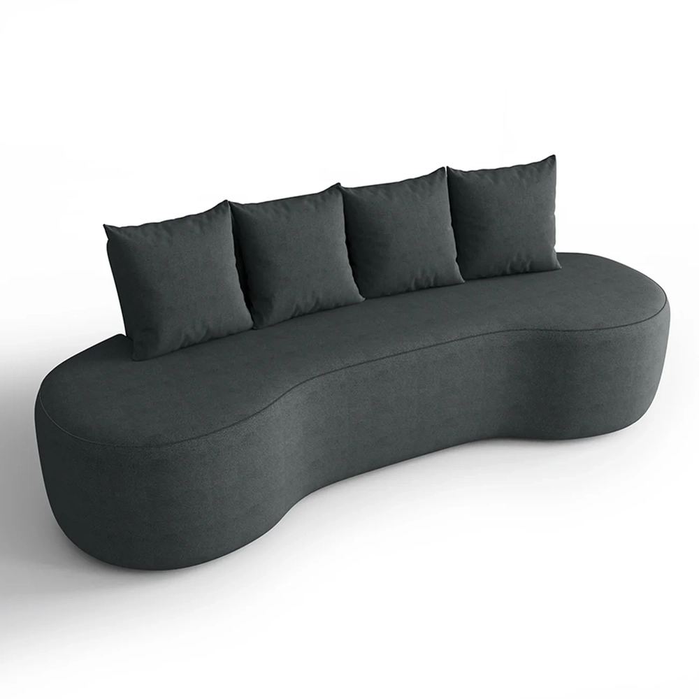 Sofá 3 Lugares 210cm Orgânico Viana B10 Bouclê Grafite - Mpozenato