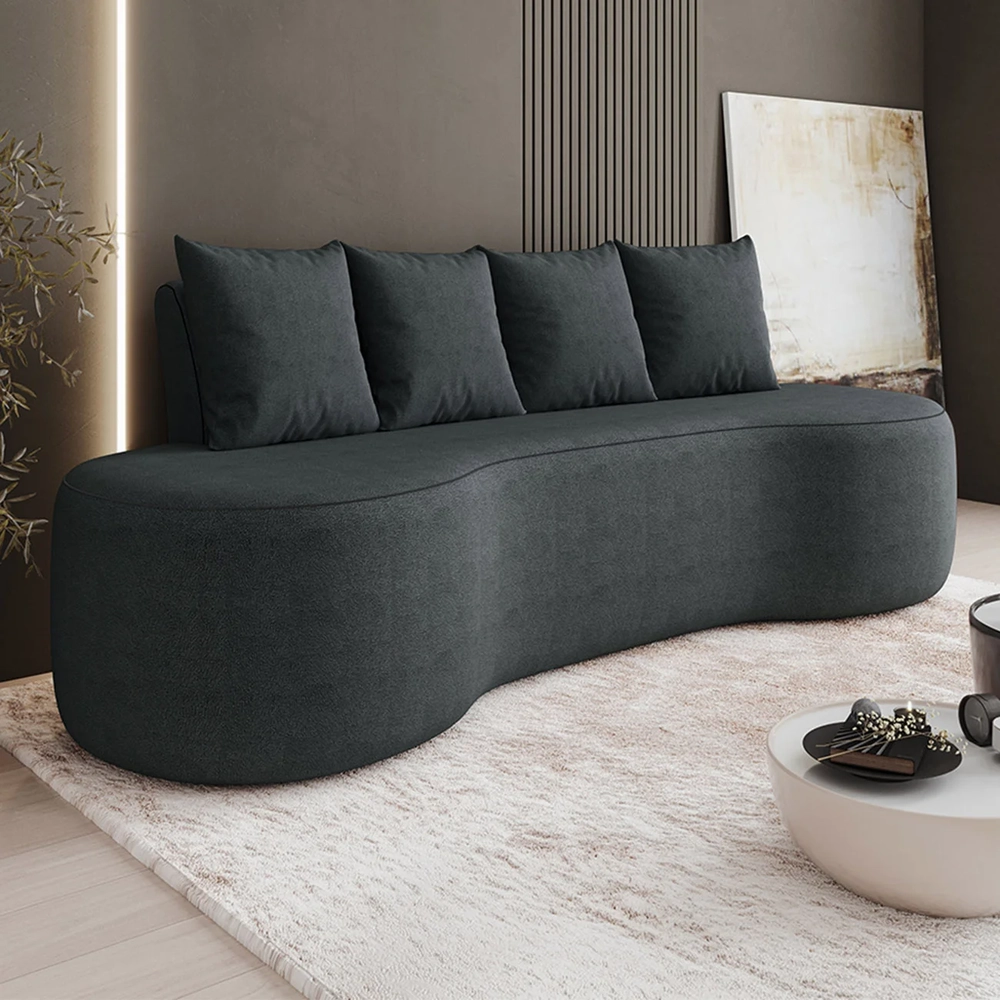 Sofá 3 Lugares 210cm Orgânico Viana B10 Bouclê Grafite - Mpozenato