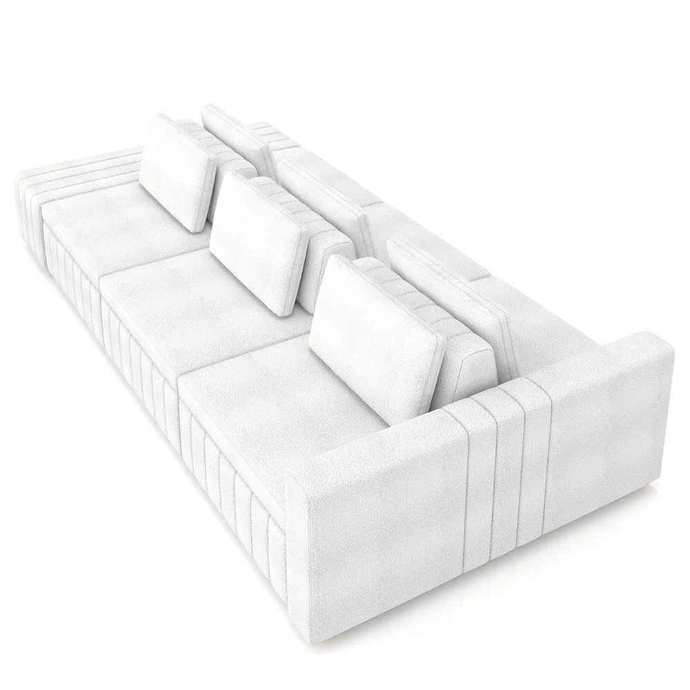 Sofá Ilha e Puff Sala Living 335cm Siesta Z32 Boucle Branco - Mpozenato