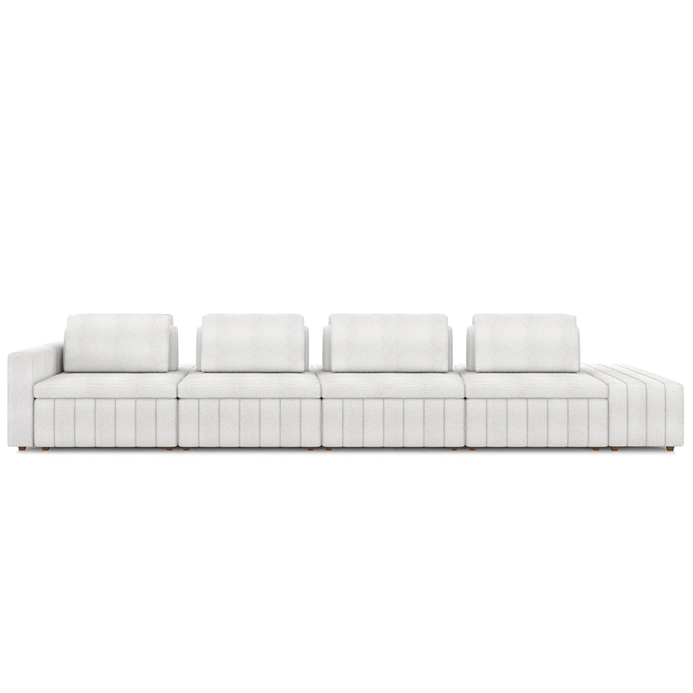 Sofá Ilha e Puff Sala Living 425cm Siesta Z32 Boucle Branco - Mpozenato