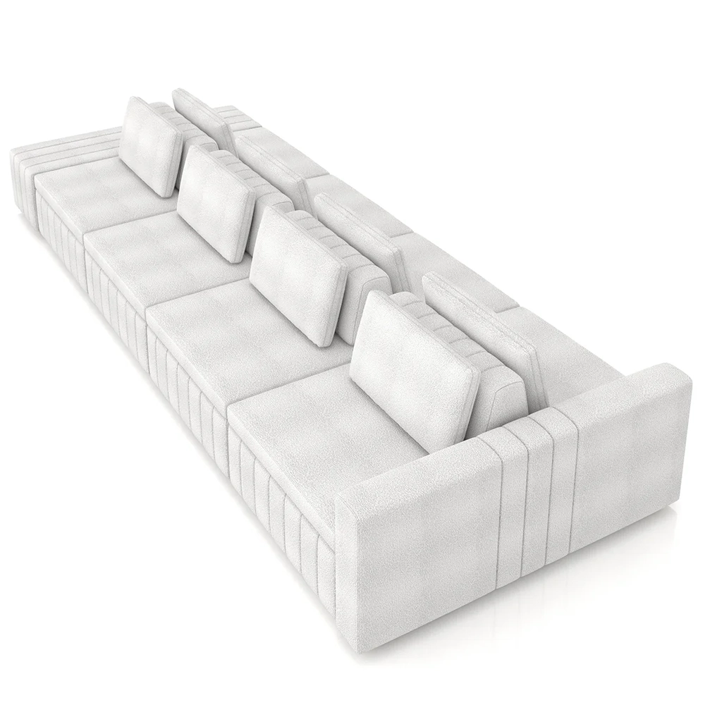 Sofá Ilha e Puff Sala Living 425cm Siesta Z32 Boucle Branco - Mpozenato