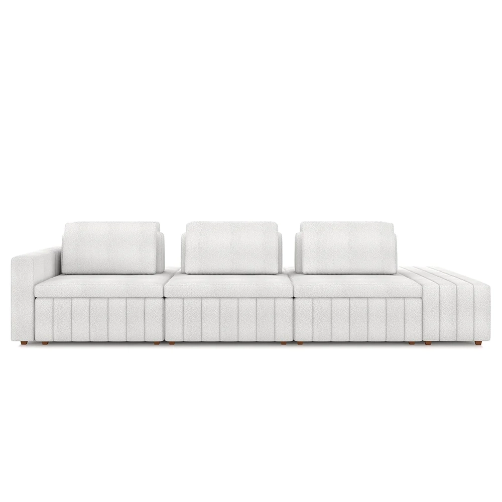 Sofá Ilha e Puff Sala Living 365cm Siesta Z32 Boucle Branco - Mpozenato