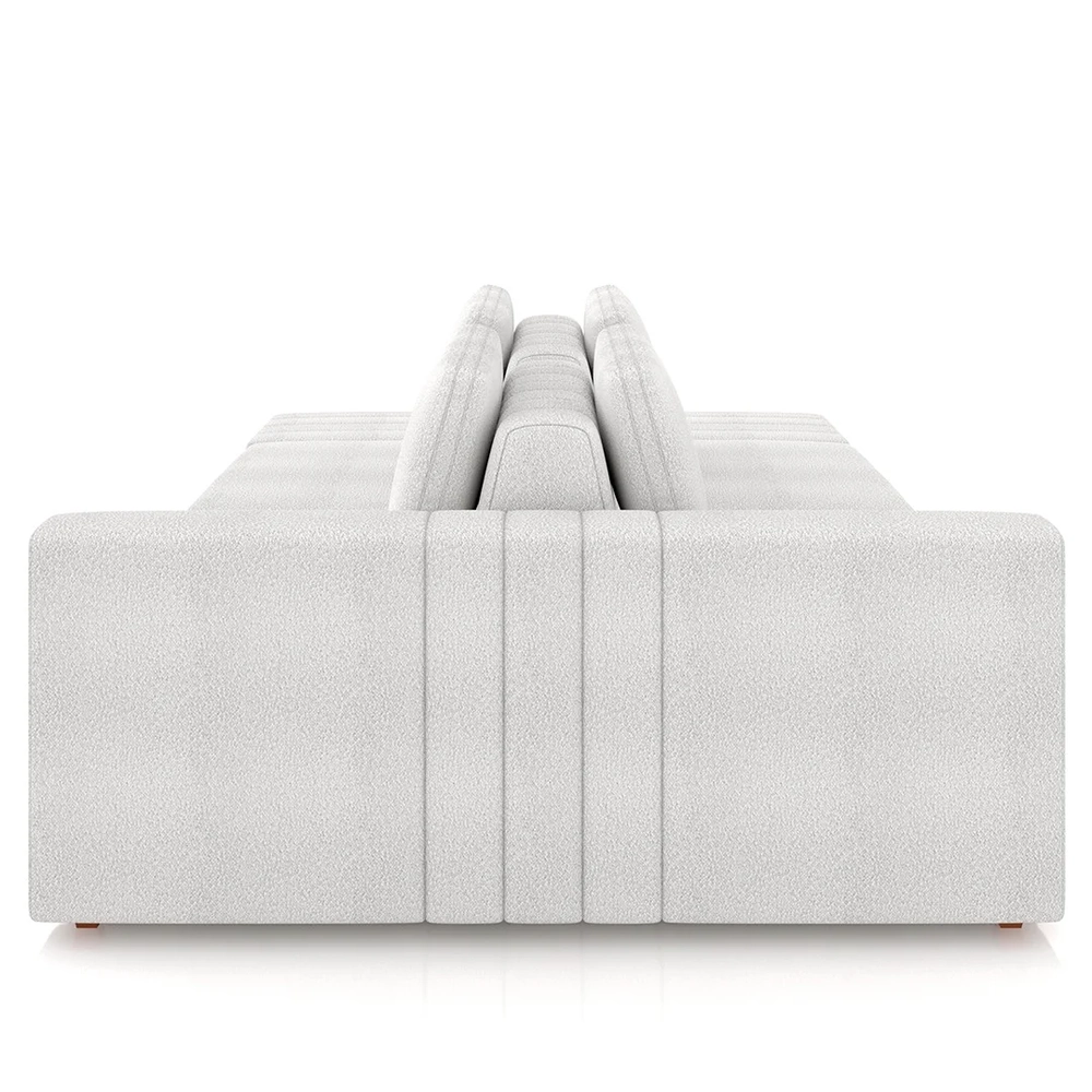 Sofá Ilha e Puff Sala Living 285cm Siesta Z32 Boucle Branco - Mpozenato