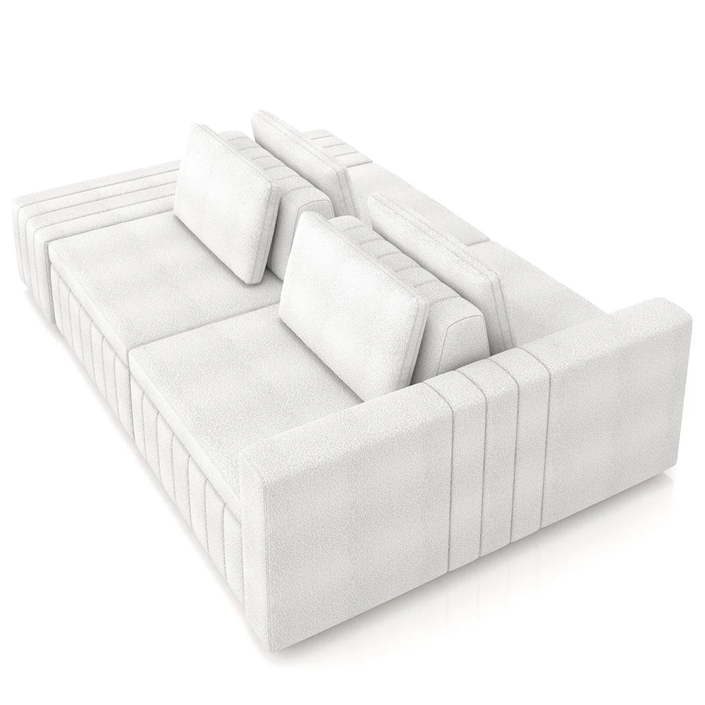 Sofá Ilha e Puff Sala Living 285cm Siesta Z32 Boucle Branco - Mpozenato