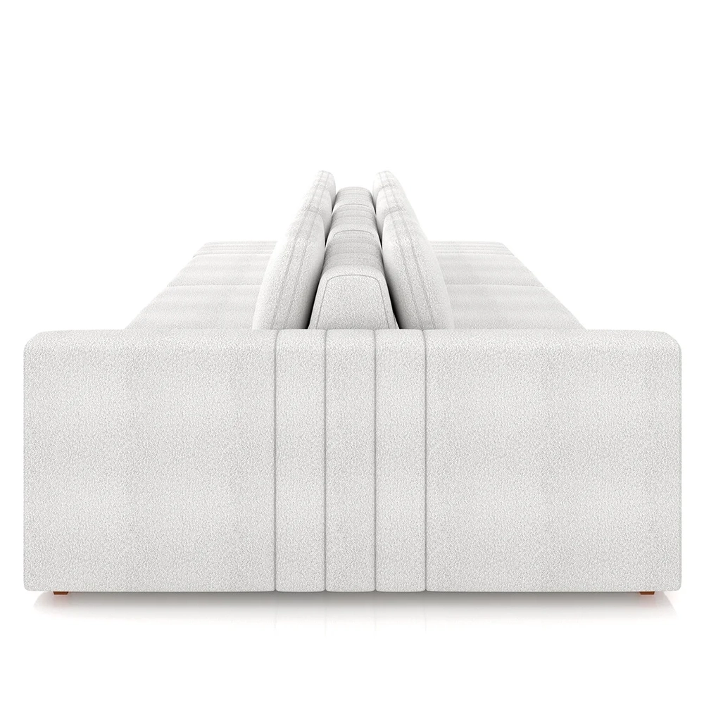 Sofá Ilha e Puff Sala Living 395cm Siesta Z32 Boucle Branco - Mpozenato