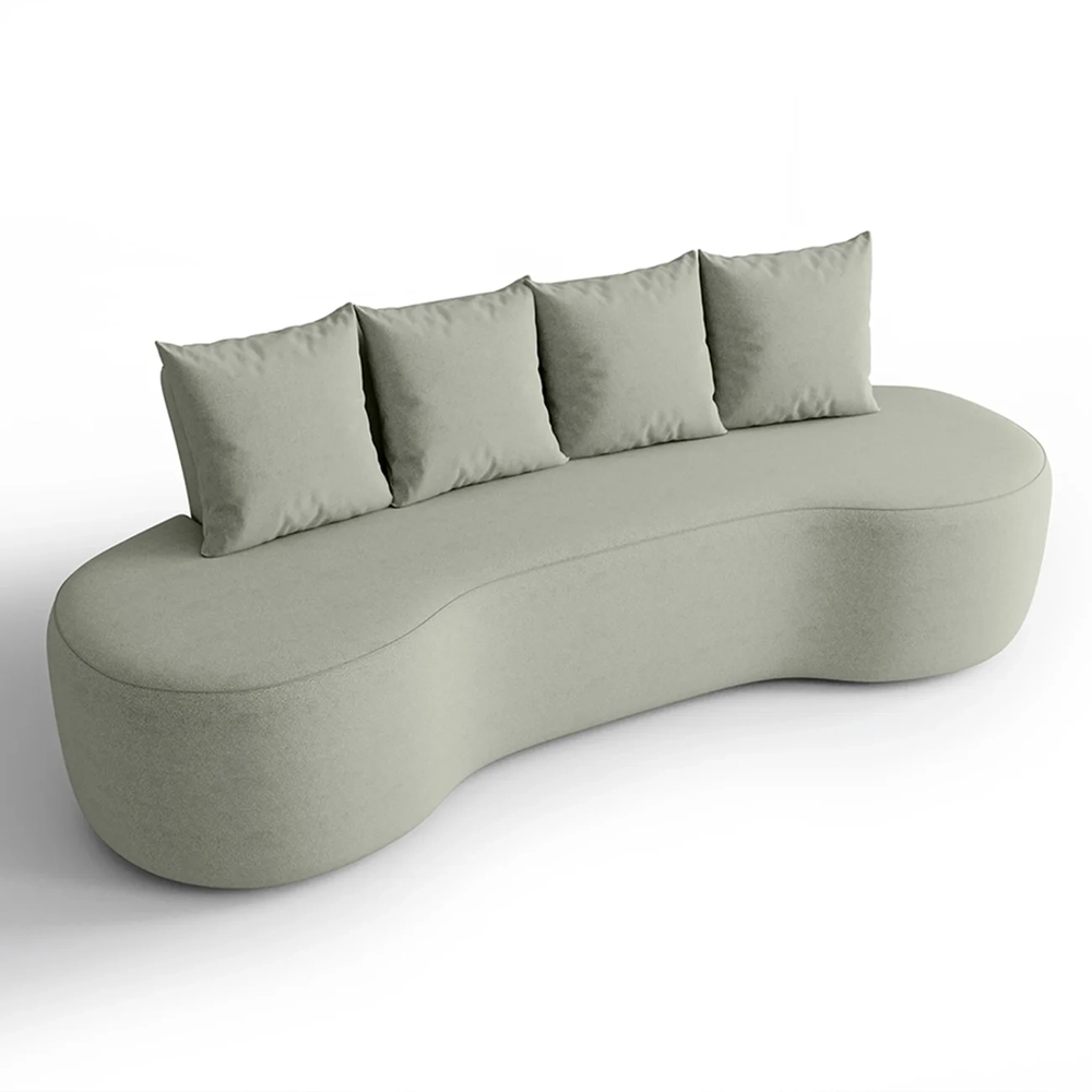 Sofá 3 Lugares 210cm Orgânico Viana B10 Bouclê Menta - Mpozenato