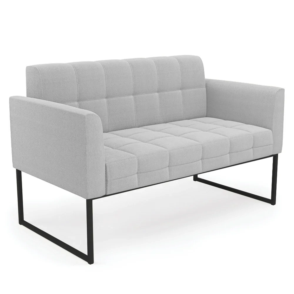 Namoradeira e 2 Poltronas Industrial Preto Ana Boucle Cinza - Ibiza