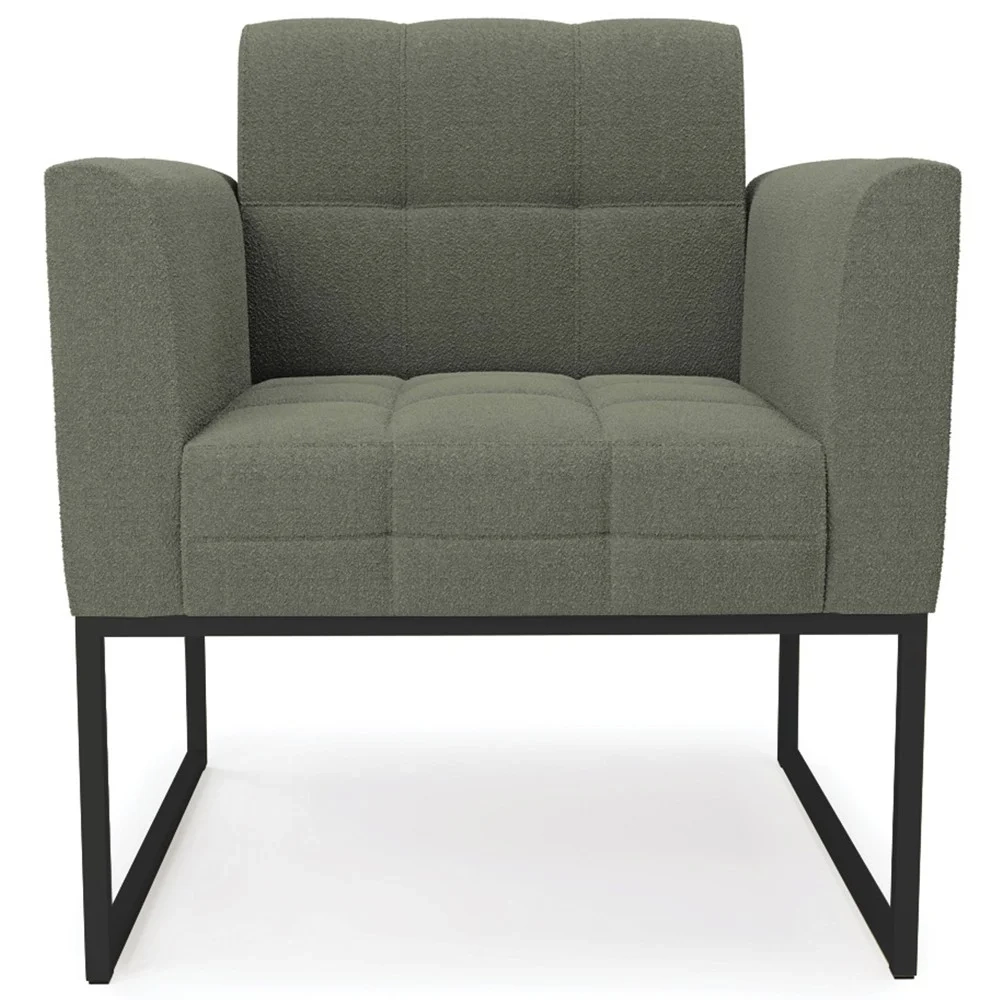 Namoradeira e 2 Poltronas Industrial Preto Ana Boucle Menta - Ibiza