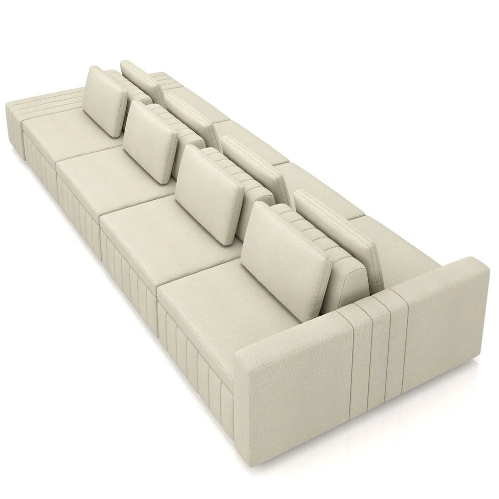 Sofá Ilha e Puff Sala Living 425cm Siesta Z32 Linho Areia    - Mpozenato