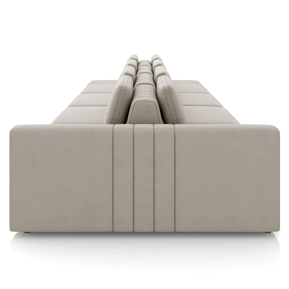 Sofá Ilha e Puff Sala Living 425cm Siesta Z32 Veludo Bege  - Mpozenato