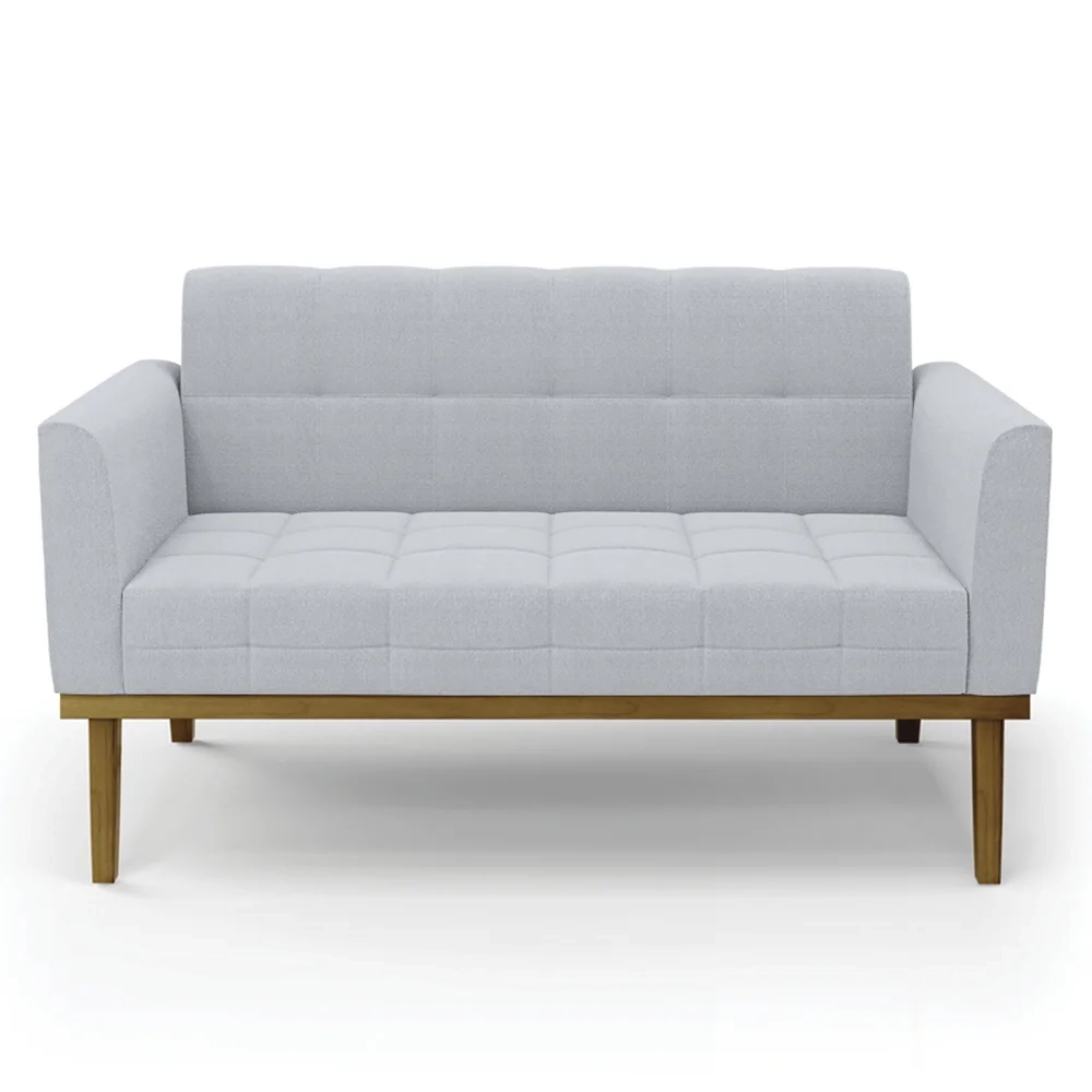 Sofá Namoradeira Base Madeira Castanho Ana Boucle Cinza - Ibiza