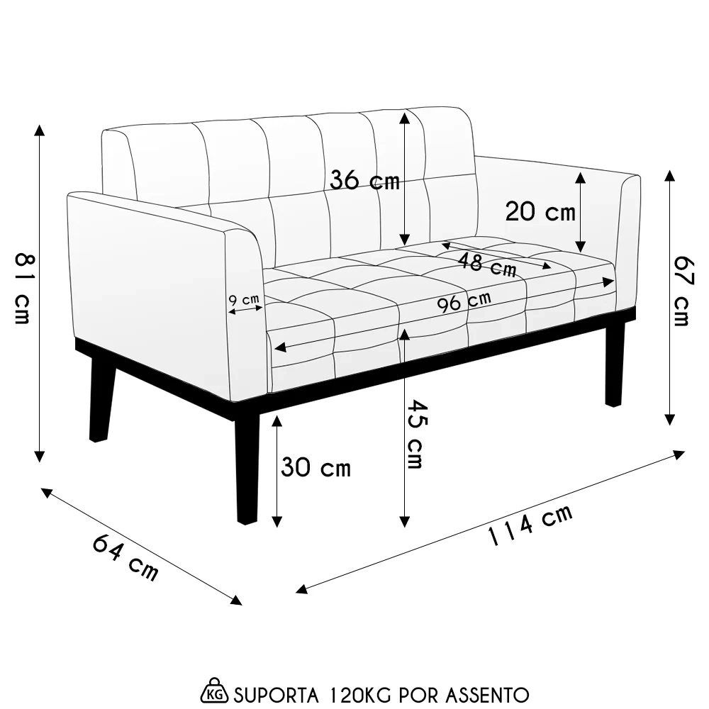 Sofá Namoradeira Base Madeira Castanho Ana Boucle Off - Ibiza