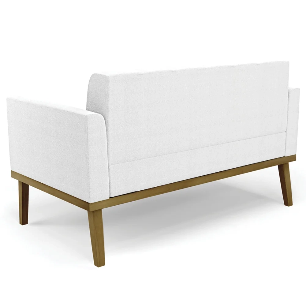 Sofá Namoradeira Base Madeira Castanho Ana Boucle Off - Ibiza