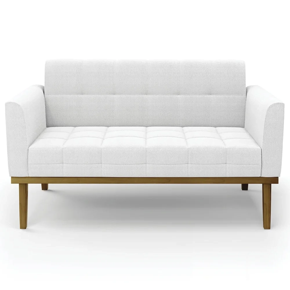 Sofá Namoradeira Base Madeira Castanho Ana Boucle Off - Ibiza