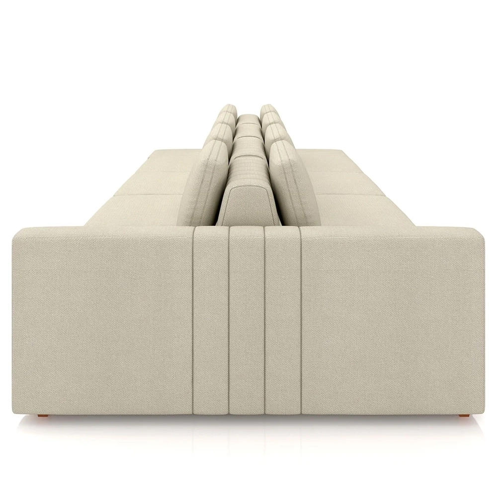 Sofá Ilha e Puff Sala Living 465cm Siesta Z32 Linho Areia    - Mpozenato