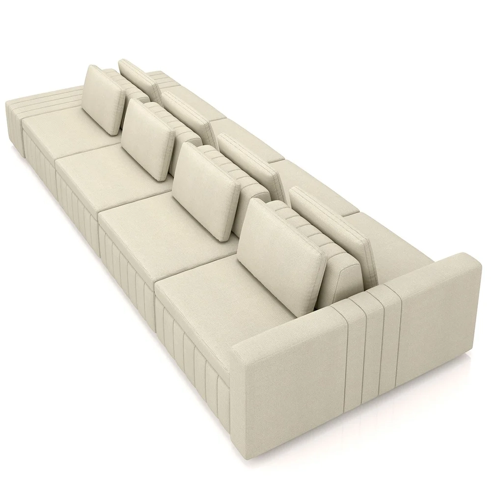 Sofá Ilha e Puff Sala Living 465cm Siesta Z32 Linho Areia    - Mpozenato