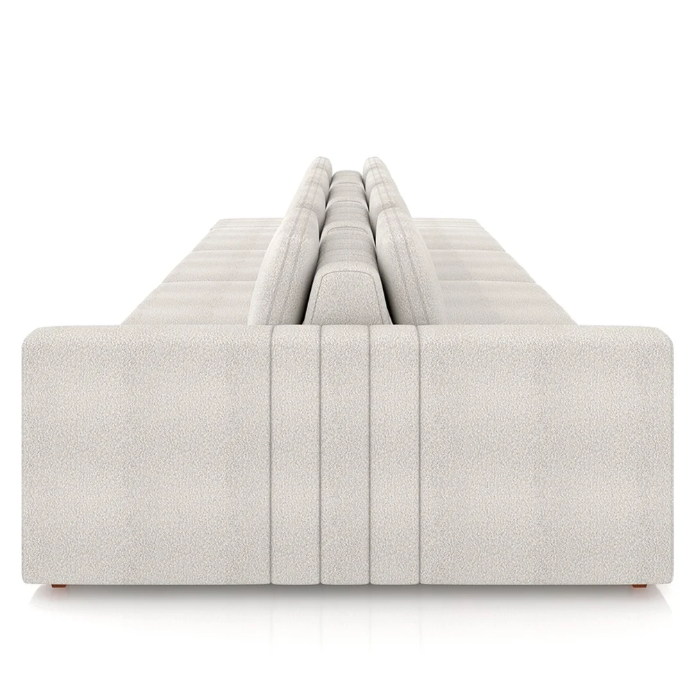 Sofá Ilha e Puff Sala Living 505cm Siesta Z32 Boucle Bege Claro - Mpozenato