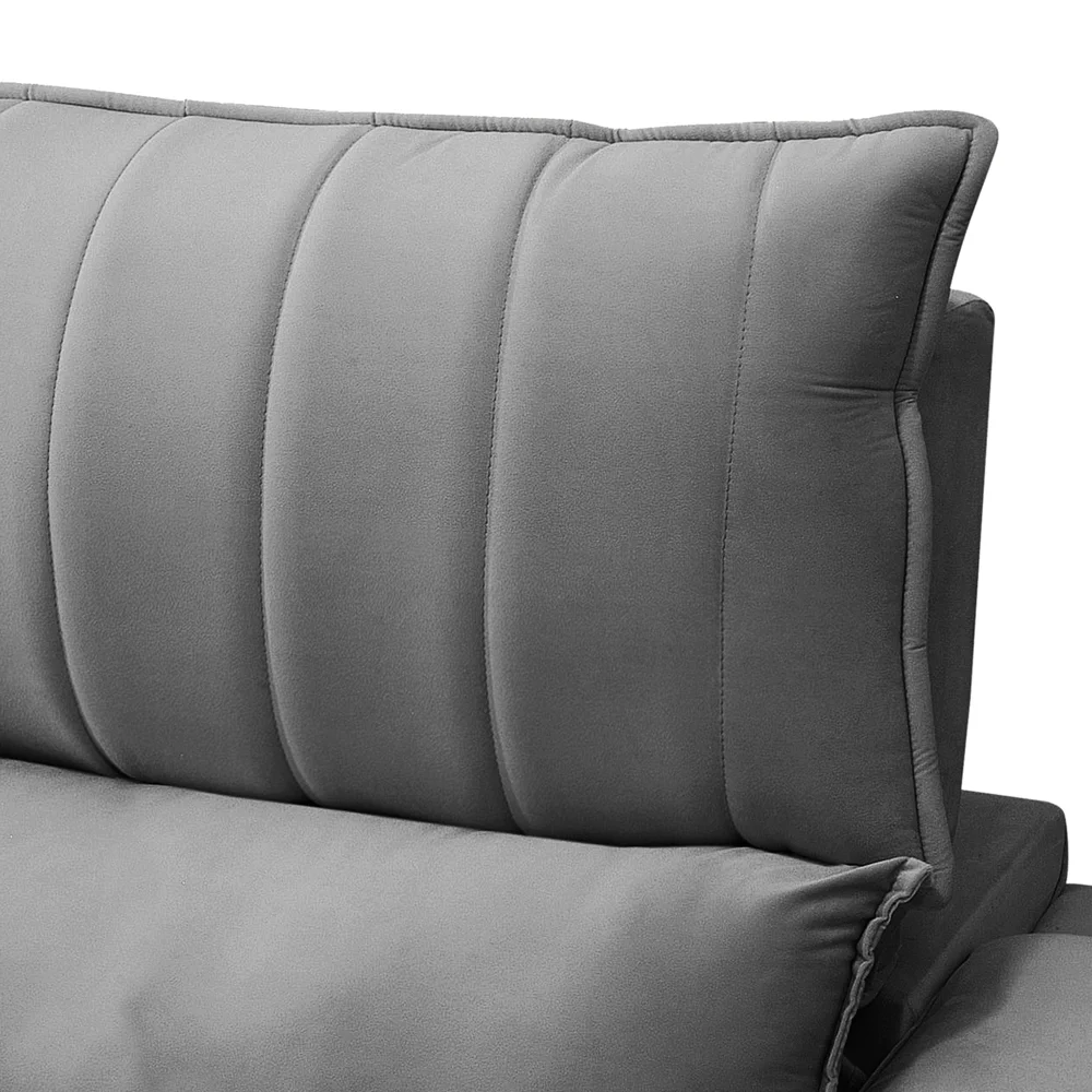 Sofá Retrátil 3 Lugares com Porta Copo 210cm Andes F05 Veludo Cinza - Mpozenato