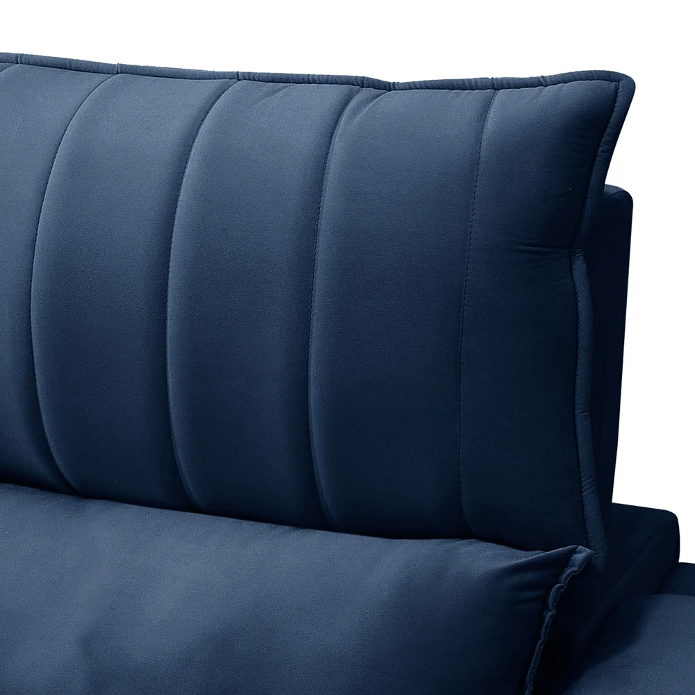 Sofá Retrátil 3 Lugares com Porta Copo 210cm Andes F05 Veludo Azul - Mpozenato