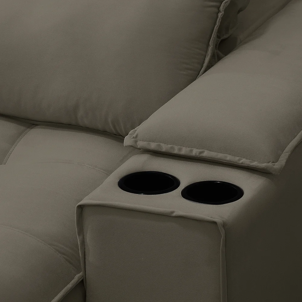 Sofá Retrátil 3 Lugares com Porta Copo 210cm Andes F05 Veludo Marrom - Mpozenato